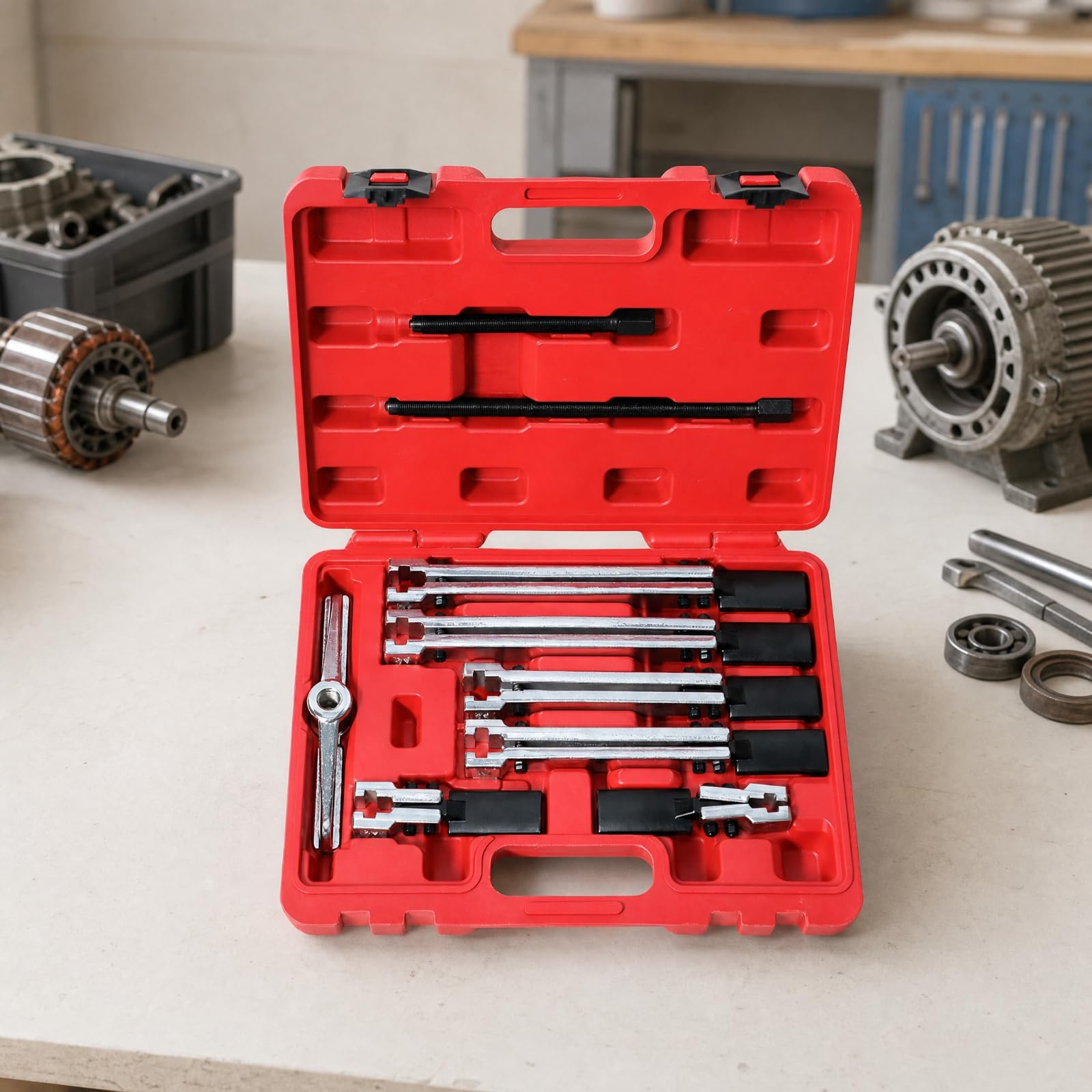 Almencla Herramienta Extracción Rodamientos con Brazos Ajustables Ajustable Extractor con Tornillo Presión Filete Portátil Sacarrodamientos