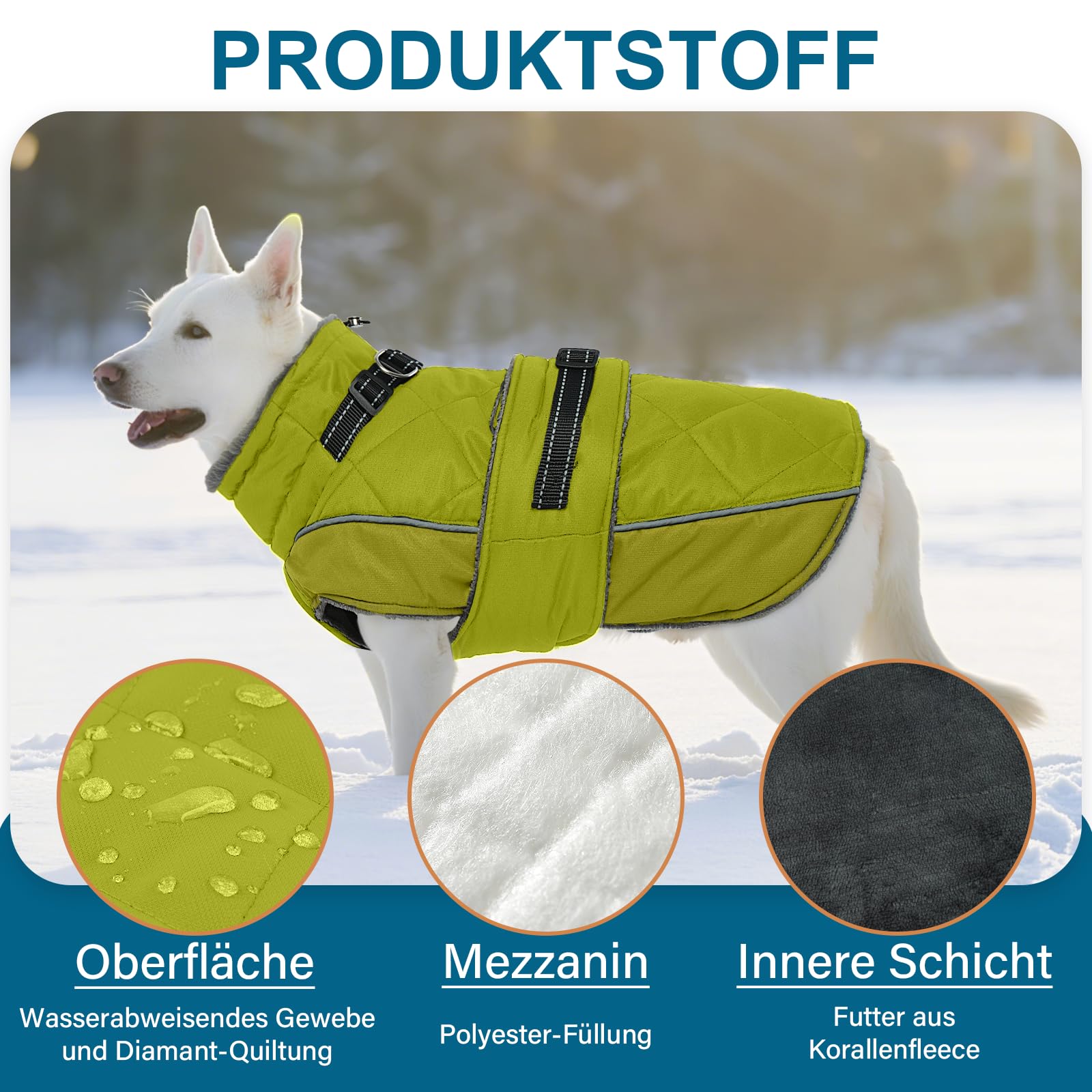 Abrigo de invierno para perro grande XXL con rayas reflectantes, resistente al agua, chaqueta para perros grandes, abrigo para perros de 60 cm para Doberman, Golden Retriever, pasear al perro