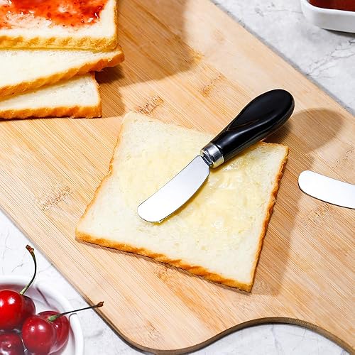 Miniatura 18 de AISBUGUR Paquete de 2 cuchillos esparcidores de mantequilla de acero inoxidable, cuchillo de mantequilla con mango de porcelana blanca, cuchillos