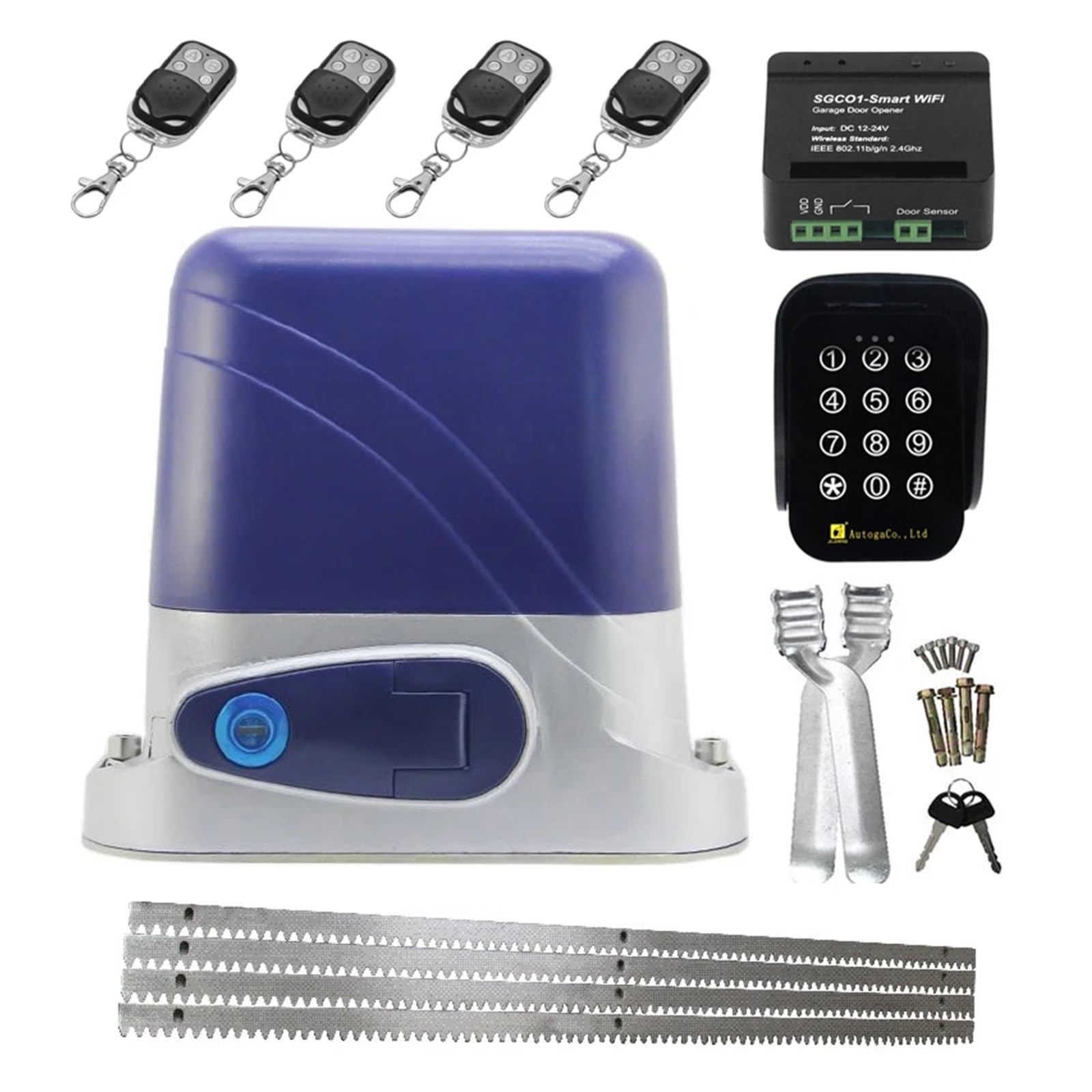 600Kg Sliding Gate Opener Drive With 4M Steel Racks WIFI Controller Touch Keypad Remote Control Electric Door Motor