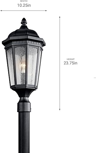 Miniatura 9 de Courtyard - Luz exterior de 3 luces de 27 pulgadas con vidrio transparente sembrado en color negro texturizado