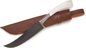 Unique Uzbek Handmade Knife - Wild Goat Horn Handle - 7.8 Inches - Uzbekistan Pchak - Sheath Ethnic Souvenir - Bonus Popular Uzbek Recipes Ebooks