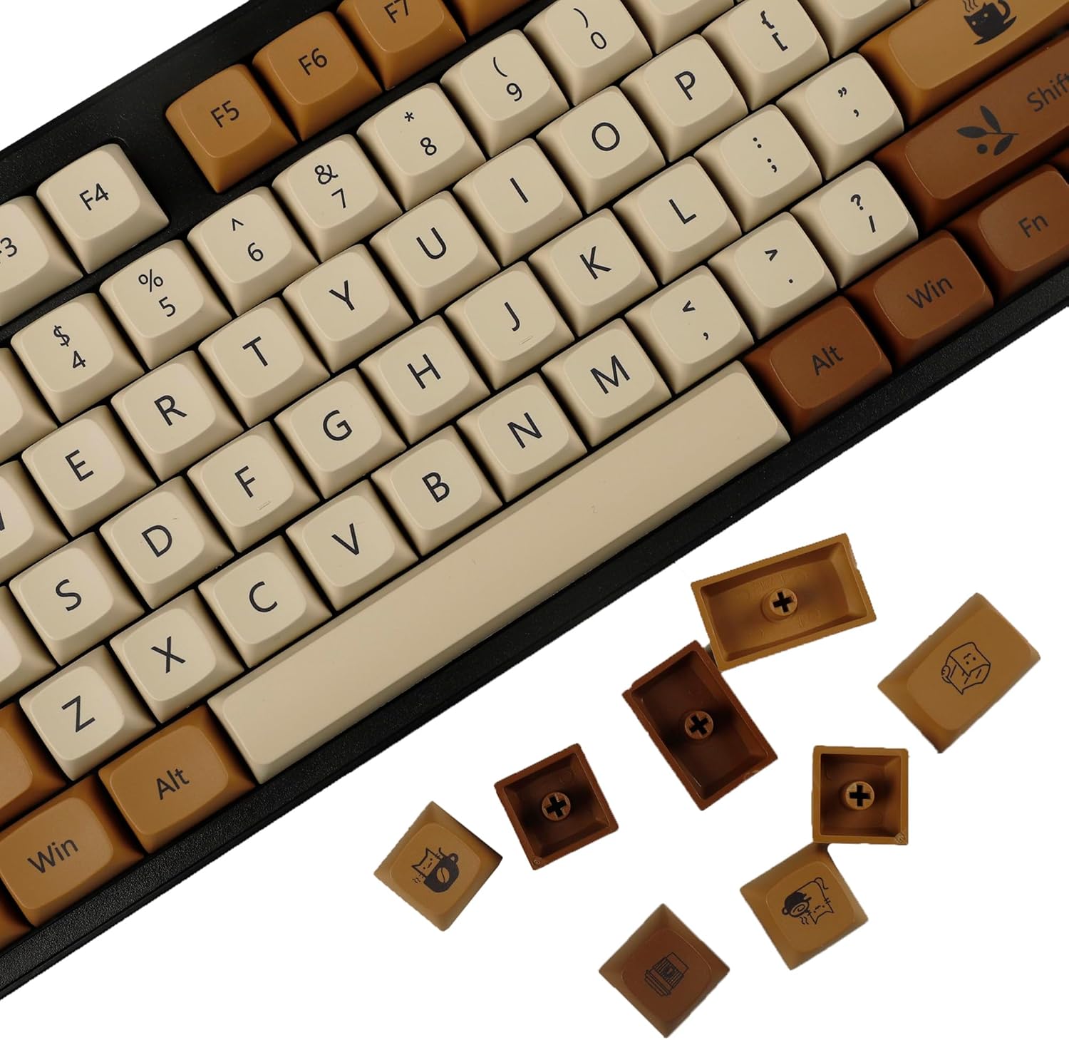 YMDK 138 ZDA Profile XDA v2 Dye Sub PBT Coffee Cat Keycaps for 104 TKL 60% 96 84 68 64 MX Switches Keyboard