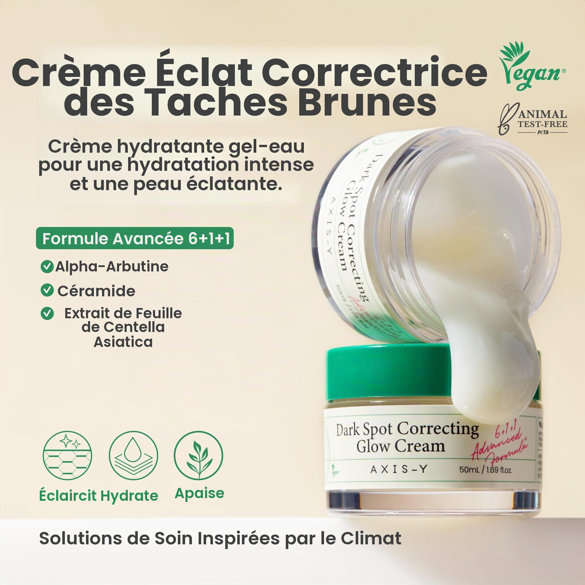 AXIS-Y Crème Correctrice Anti Taches Brunes Crème Hydratante Éclaircissante Et Hydratante Pour Le Visage Avec 2% D'Alpha Arbutine, 5% De Niacinamide Et De Céramide 1,69 Oz Liq.