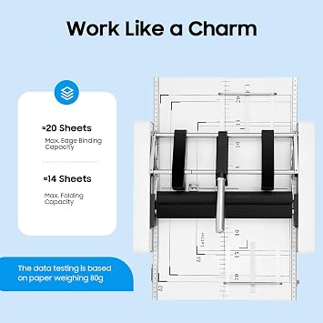 A3 Folding Binding Machine, 2-in-1 60W Paper Folder Machine, 24/6, 24/8 About 200-300 Books/H Booklet Stapler for Schools Print Stores Offices Factory
