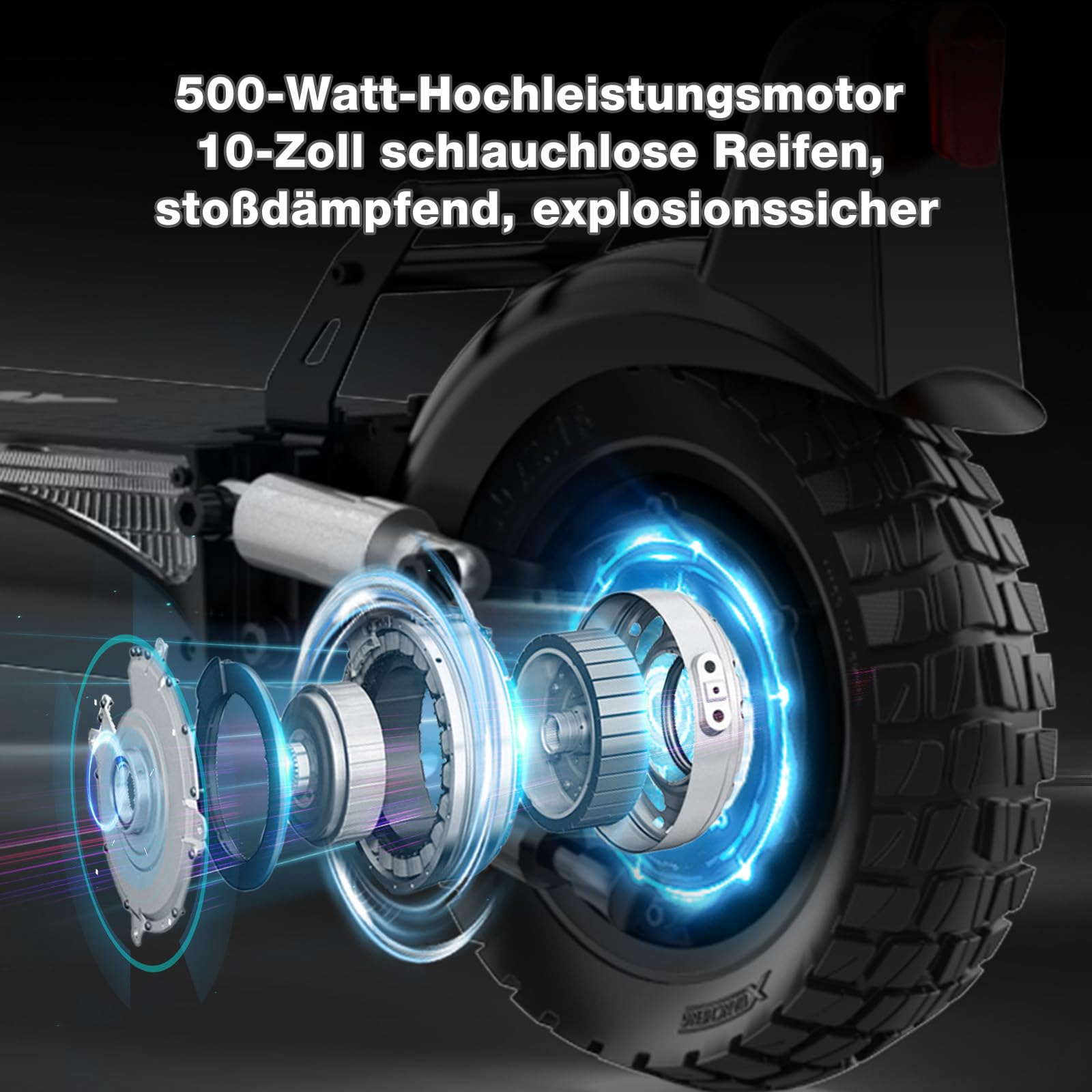 HITWAY H9 E Scooter mit straßenzulassung, 10-Zoll-Faltbarer Elektroroller, Doppelte Stoßdämpfer, Batterie 48V 15.6Ah-27Ah, 500-W-Motor, Reichweite 70-110KM, Geschwindigkeit 20 km/h, mit APP