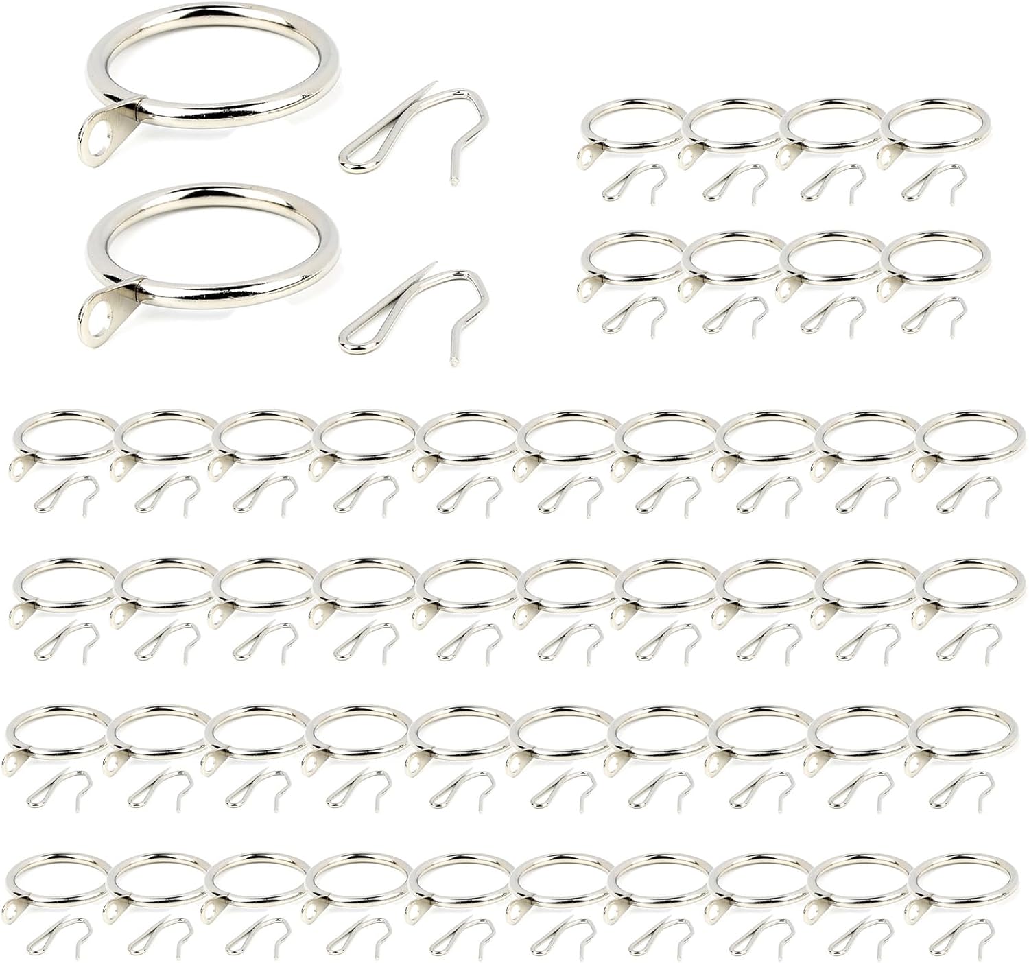Amazon.com: Wexecon 50 Pieces Silver Curtain Rings with Hooks Metal ...