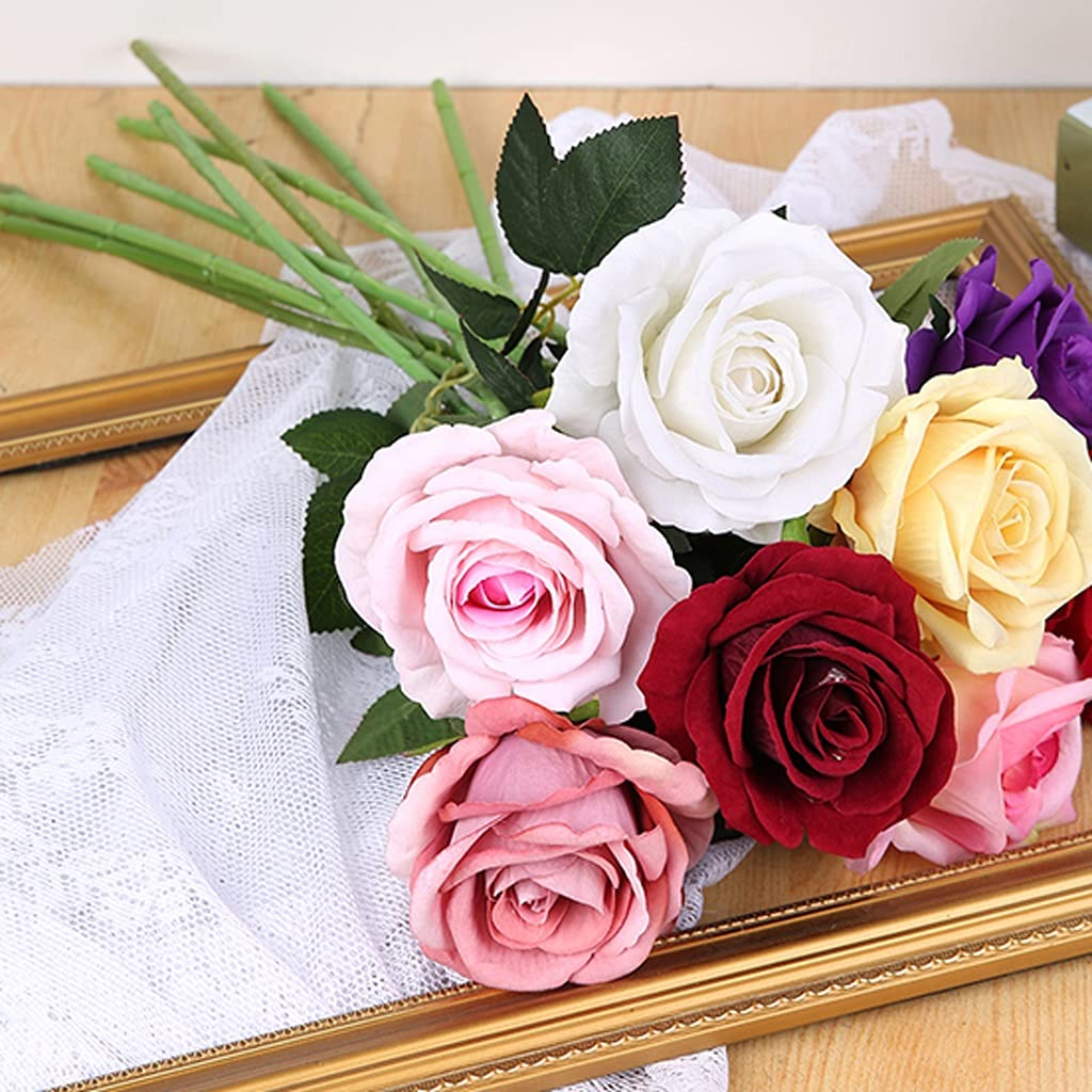 Bouquet di Rose Artificiali in Tessuto di Seta in Stile Europeo, Piccole Rose per Bouquet da Sposa(i)