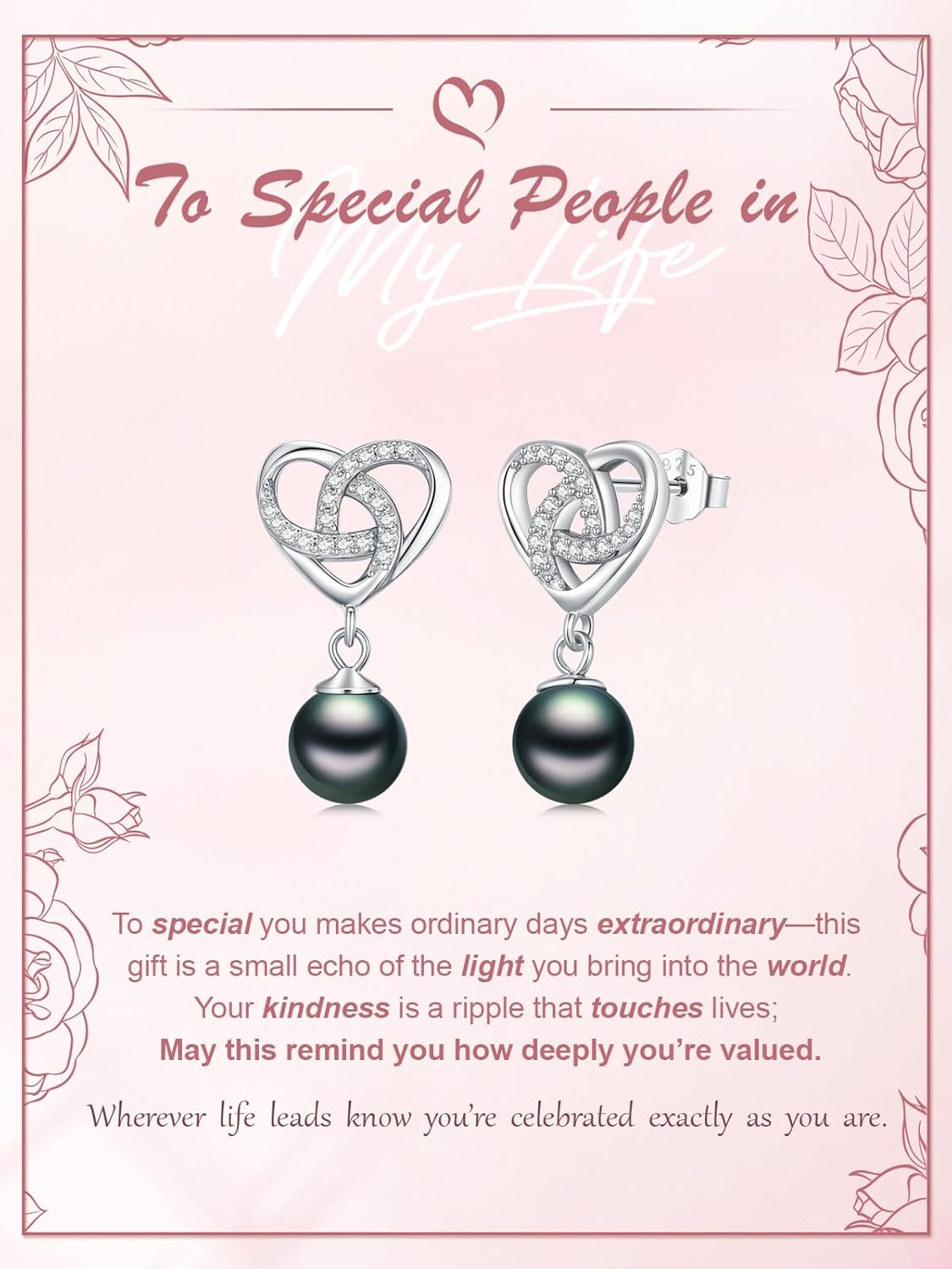 Tahitian Black Pearl Earrings Stud 925 Sterling Silver Black Pearl Earrings Valentine's Day Birthday Christmas Jewelry Gift for Women Mom Wife Her - Image 7