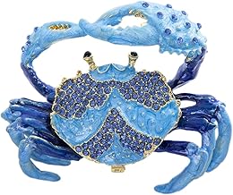 YU FENG Crab Jewelry Trinket Boxes Hinged Animal Jeweled Trinket Box Decorative Crab Collectible Figurine
