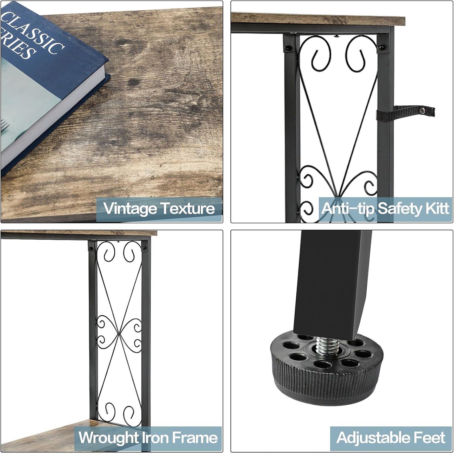 2 Tier Freestanding Console Sofa Table, Vintage Entryway Side Table with Open Shelf, Narrow Foyer Table for Home Living Room, Industrial Style Home Furniture 40''L x 11.8''W x 31''H : Home & Kitchen