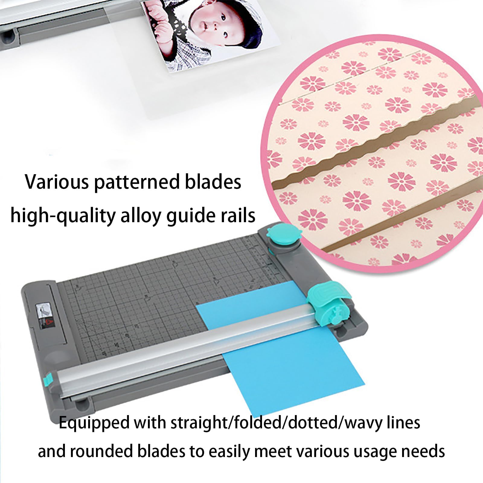 Taglierina 5 in 1, tagliacarte manuale di precisione per scrapbooking, artigianato e uso in ufficio, include più teste di taglio per opzioni di taglio versatili
