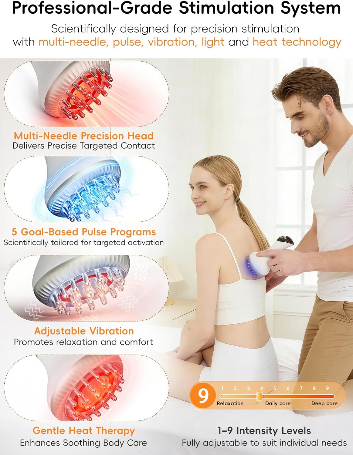 Lymphatic Drainage Massager, Body Sculpting Machine & Cellulite Massage Tool for Stretch Marks with 4-Color Light, Pulse, Heat & Vibration for Waist, Legs & Arms,White