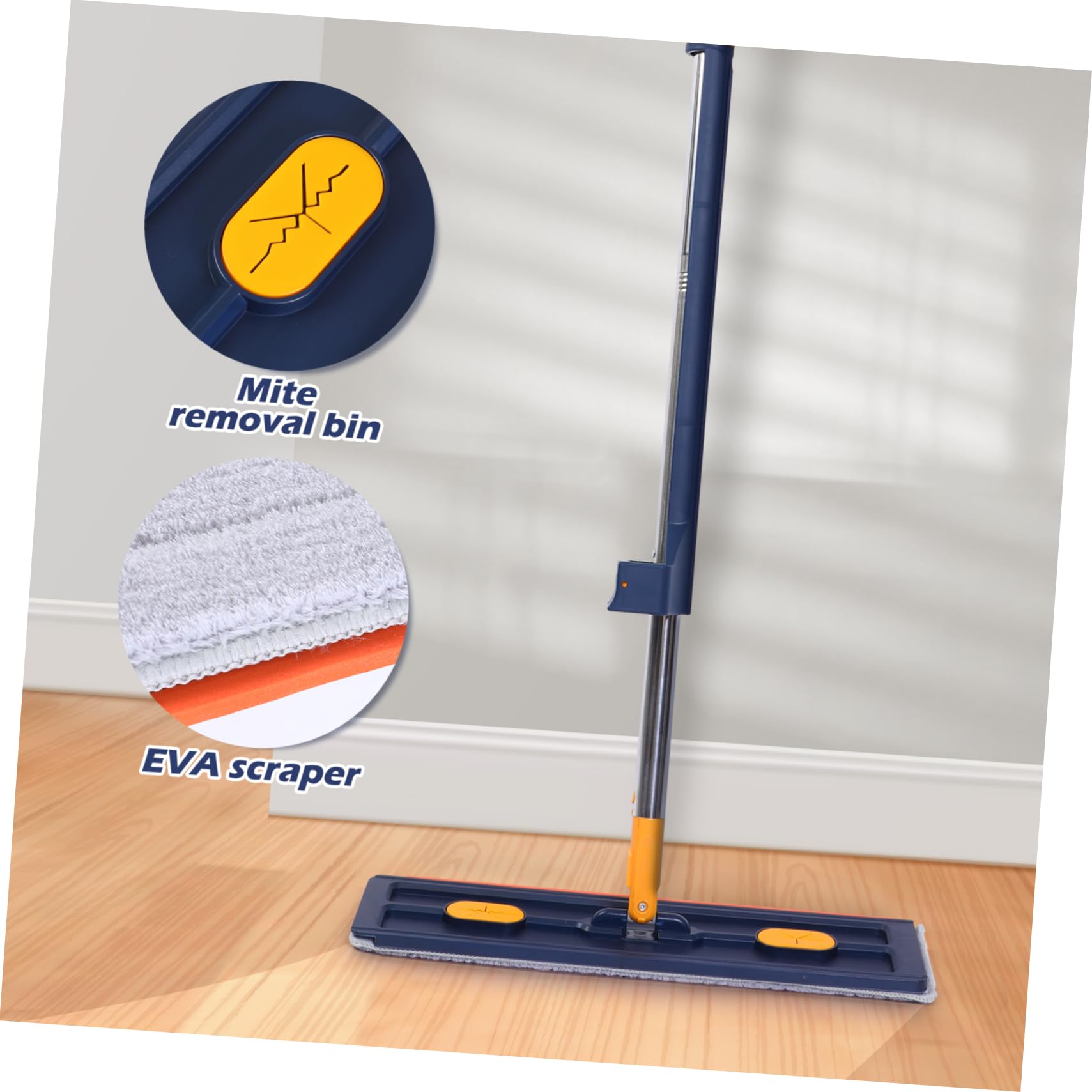 Trapeador de Piso Plano de Microfibra con Deshidratación Rápida y Limpieza Profunda, Material PVC y Aleación, Adecuado para Limpieza de Suelos y Paredes