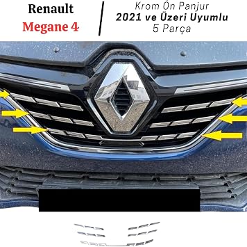 EBAL OTO AKSESUAR Krom  n Panjur 5 par a 2021 ve  zeri P. elik Renault Megane 4 ile uyumlu