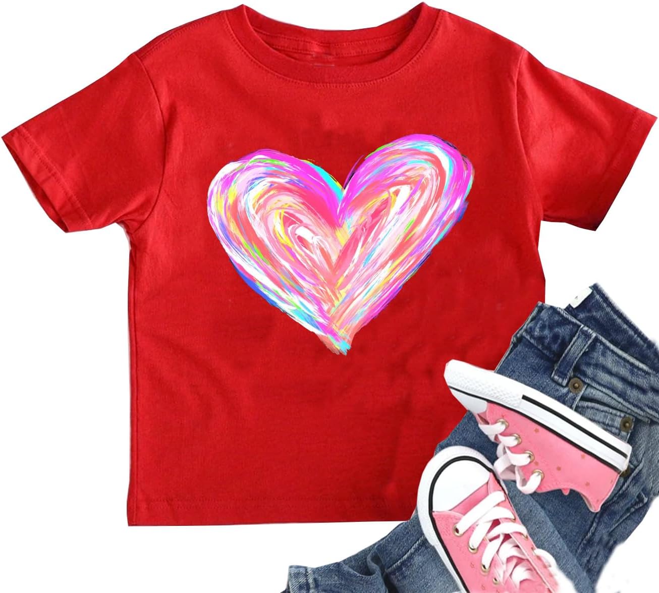Valentines Heart Shirts for Baby Boy Girl Love Heart Graphic Tees T-Shirt Infant Toddler Short Sleeve Tops(Red-1, 4Years) - Image 8