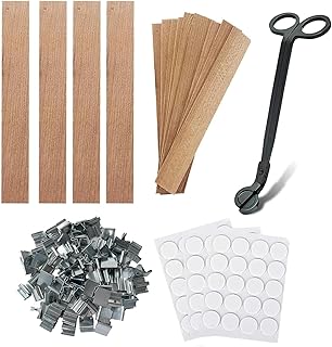 Wooden Candle Wicks & Wick Trimmer Wood Candle Wicks 5.1 x 0.5 Inch Smokeless...