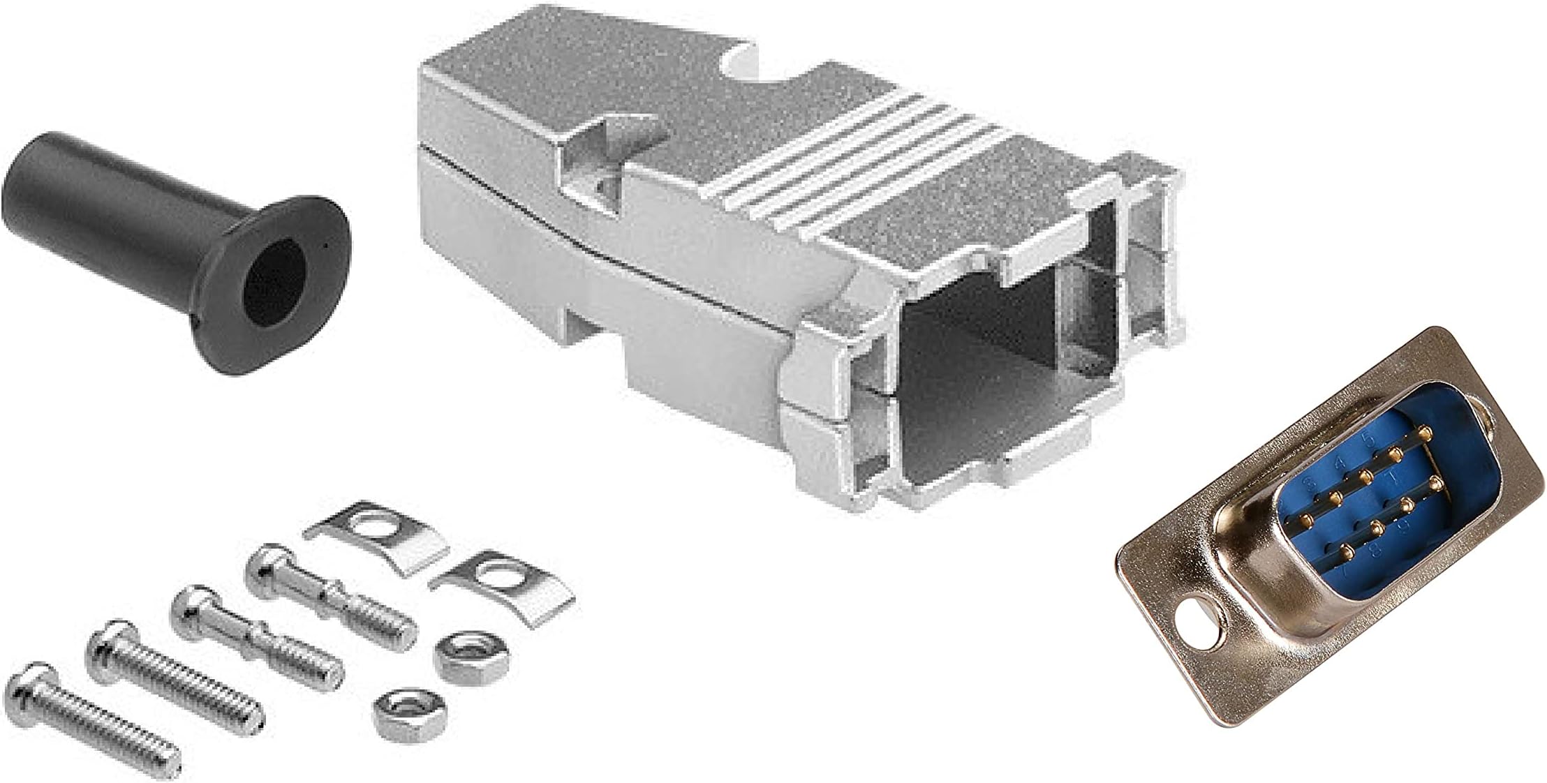 D-Sub Solder Type Shielded Metal Hood DIY Kit (DB9, Male)