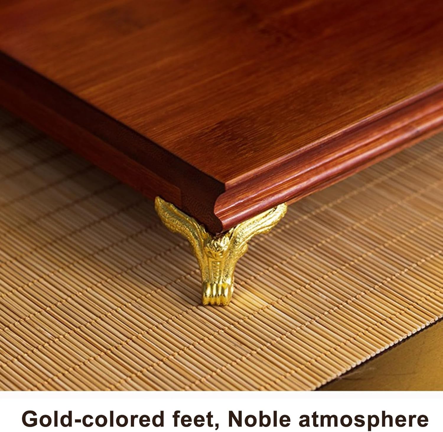 Solid Wood Prayer Bench, Altar Table with LED Light, Meditation Table with USB Port, Buddhist Alta with Copper Feet, Pooja Cabinet for Office Home,Can Be Used for A Long Time(Reddish Brown)