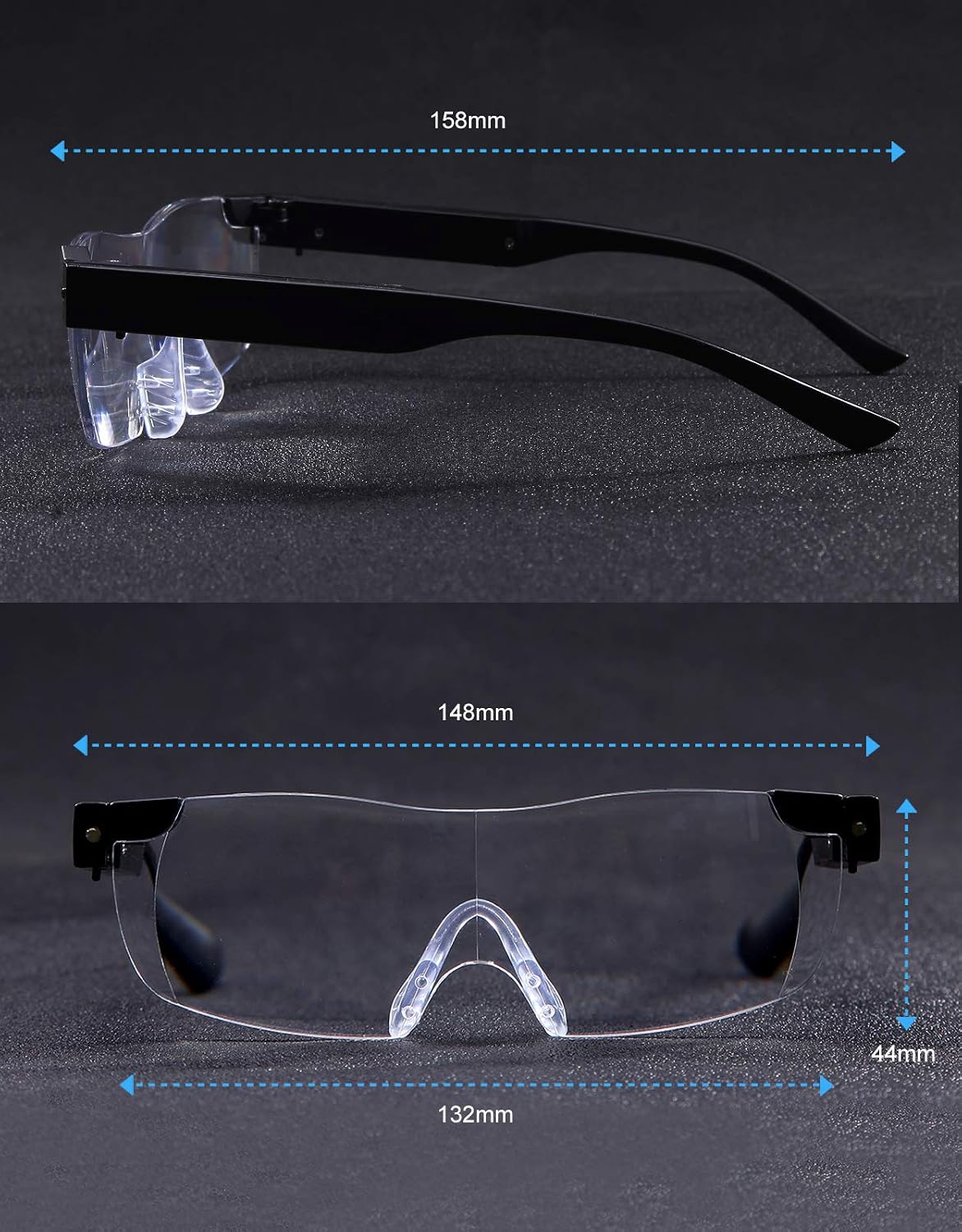 OKH Magnifying Glasses with Light,200% Magnifying Lighted Eyeglasses,Rechargeable LED Lights, Hands Free for Hobbies,Reading,Close Work