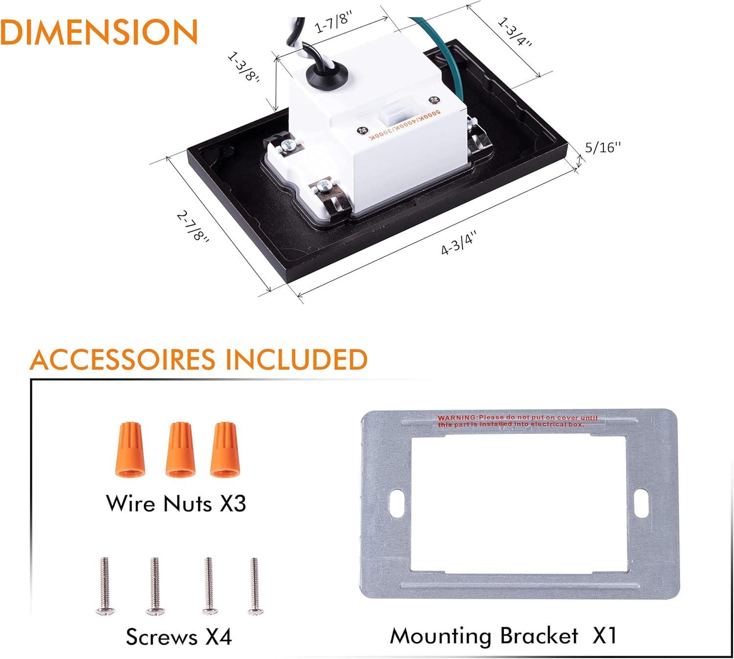 CLOUDY BAY 3 Color 120V Dimmable LED Indoor Outdoor Step Light,3000K/4000K/5000K 3W 55lm Stair Light,Oil Rubbed Bronze,12 Pack - - 