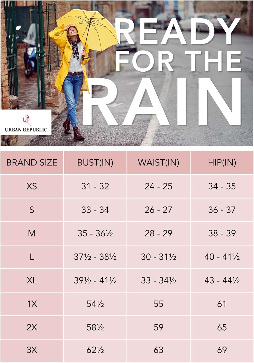 URBAN REPUBLIC Womans Raincoat Waterproof Slicker Shell Rain Jacket (S-3XL, Plus Size) Yellow Small