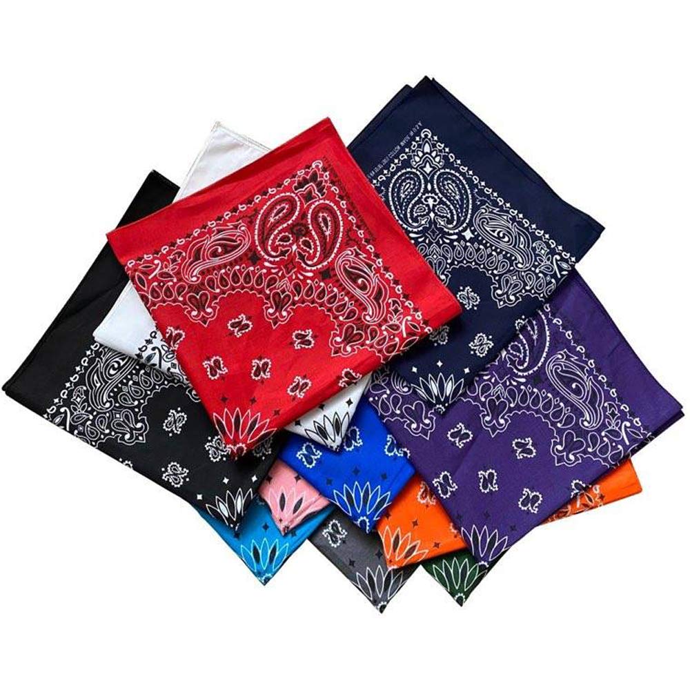 Premium Made in USA Unisex Paisley 100% Cotton Cowboy Bandana Head Wrap, USA Orange, 1 Piece