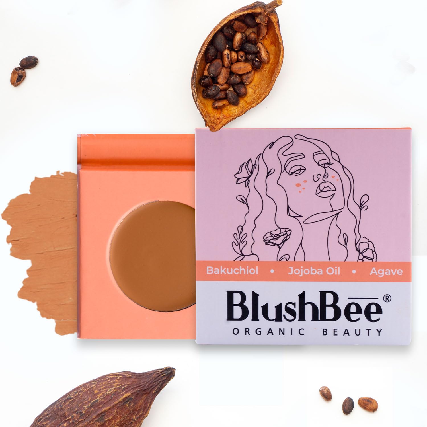 BlushBee Organic Beauty Multi-Use 2 In 1 Full- Coverage Concealer Cream(Foundation For All Skin Types + Concealer),Lightweight,Refreshing,Breathable,100% Natural&Vegan - Medium Skin Tone,4.5 Gms