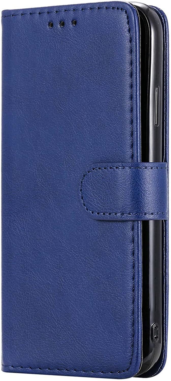 Support magnétique pour étui portefeuille iPhone 13 en cuir PU bleu - 8