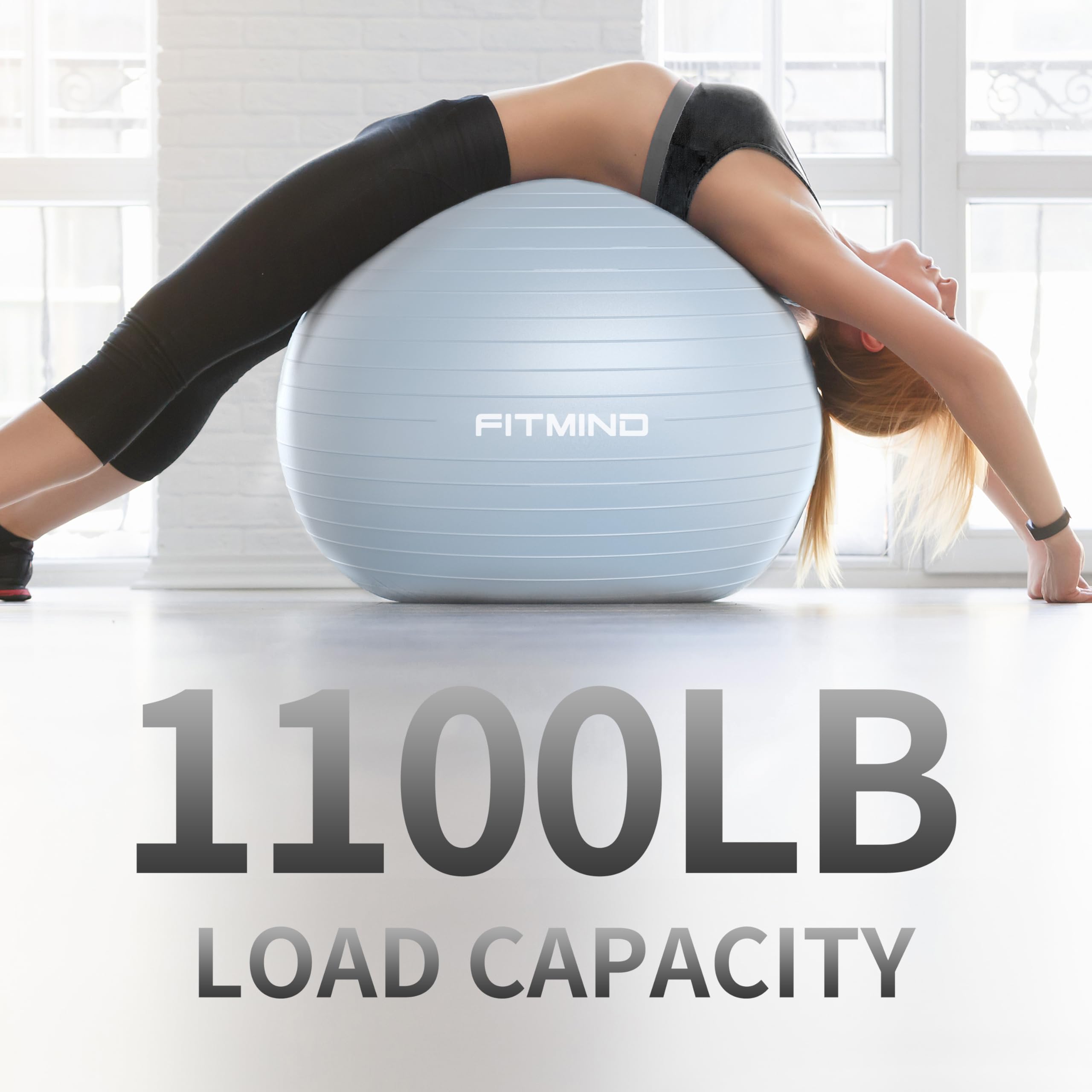 Ballon d'exercice extra épais de 55,9 cm/66 cm/76,2 cm pour entraînement, stabilité de grossesse, anti-éclatement et antidérapant avec pompe pour yoga, pilates, fitness, accouchement