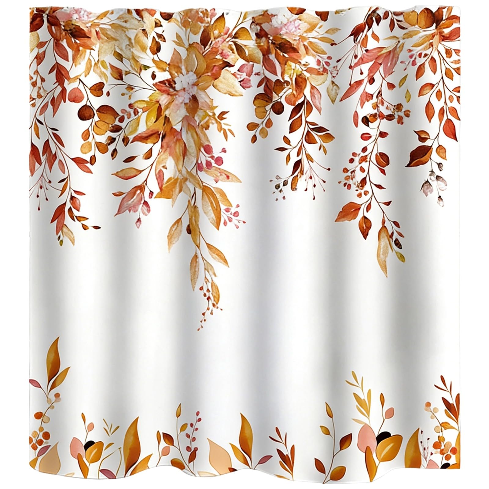 Rideau de Douche Feuilles d'automne, 180 x 200 cm, Motif Abstrait Aquarelle Plante Fleur Feuille, déco de Salle de Bain, Tissu, Art automnal, Rideau de Bain pour Maison et Salle de Bain