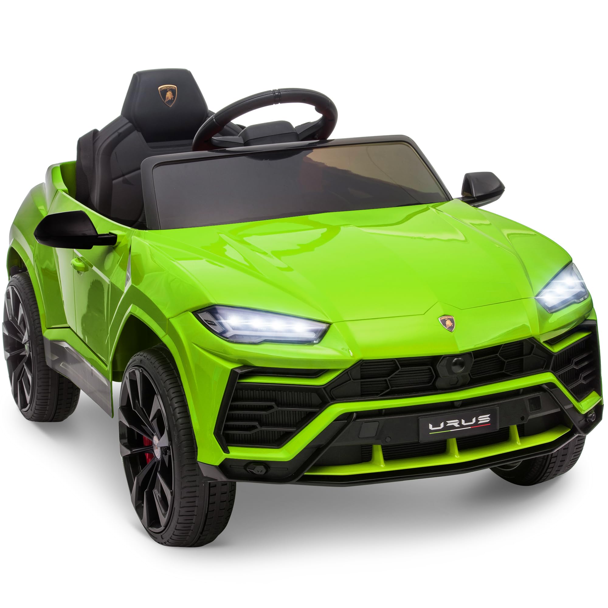 ENYOPRO 12V Licensed Lamborghini Urus Ride On Car, Electric SUV Car Power Wheel Toy w/Parent Remote Control, Music Player, FM Radio, LED Headlights, Soft Start, 2.5MPH Max Speed for Kids (Green)