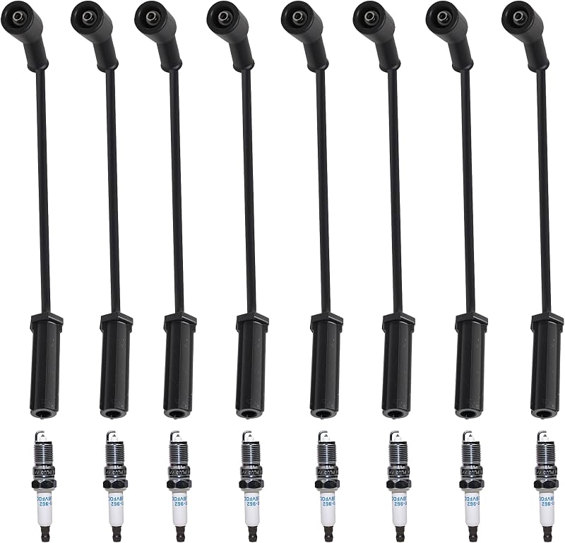 Kit de velas de ignição e cabos ROKMBO 41-962 / 9748HH para Chevrolet, GMC e Cadillac – 16 peças