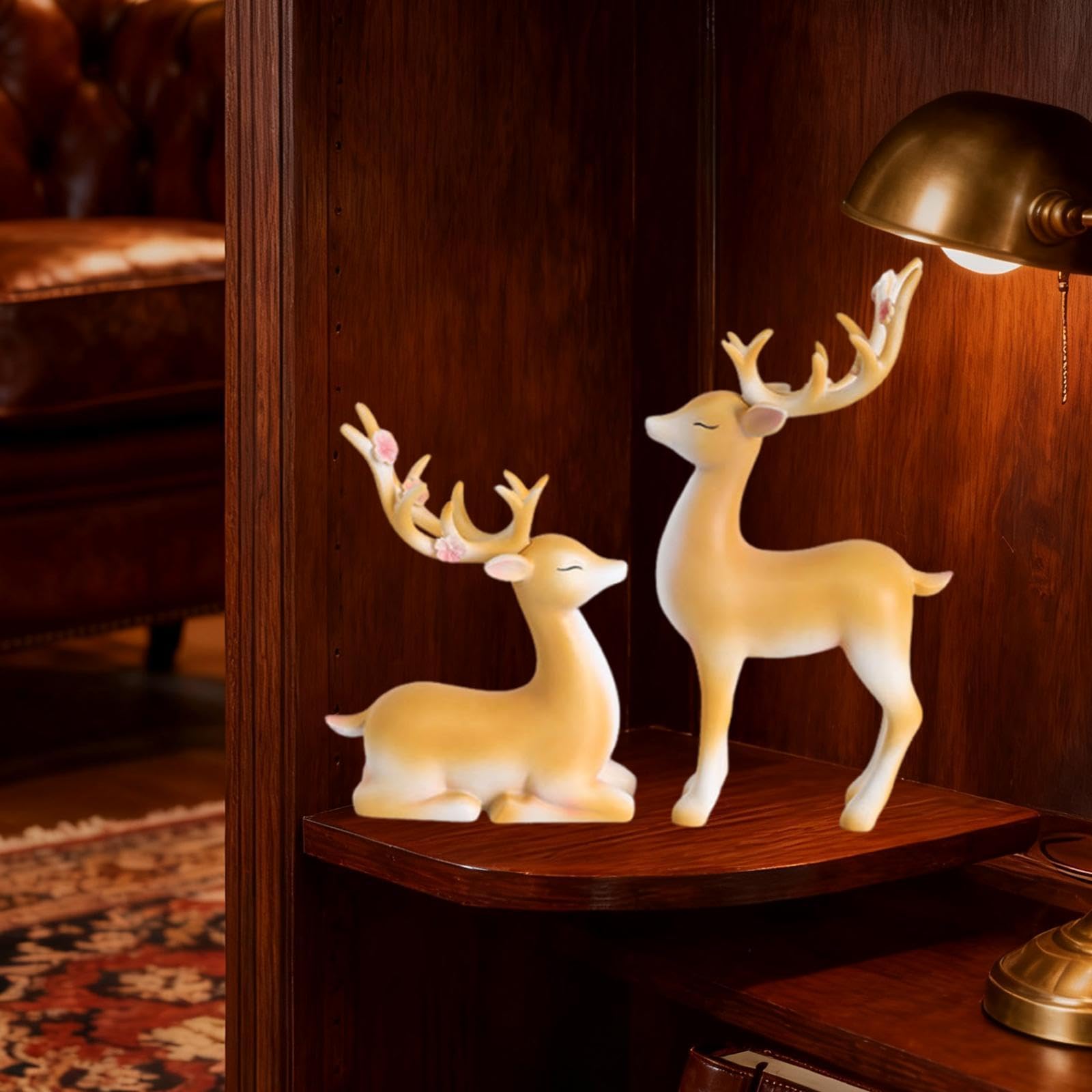 Lot de 2 Figurines Décoratives pour Table, Sculptures d'animaux, Ornements Créatifs en Résine Floquée, Faciles à Nettoyer, Idéales pour Offrir Ou, Jaune