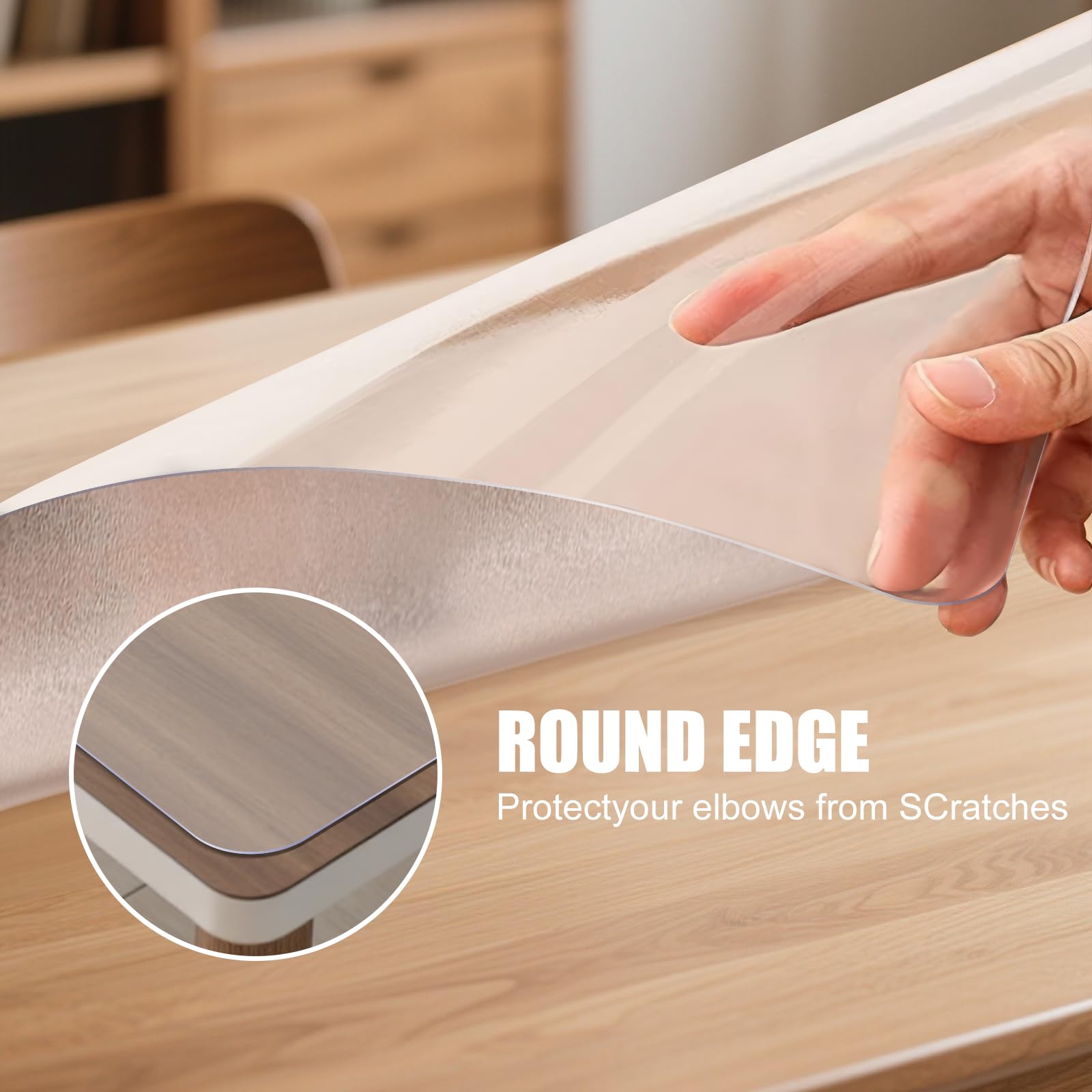 PUEAZU Tapis Bureau Transparent 80x40 Cm - Sous-main PVC 1.5mm Antidérapant Résistant Chaleur