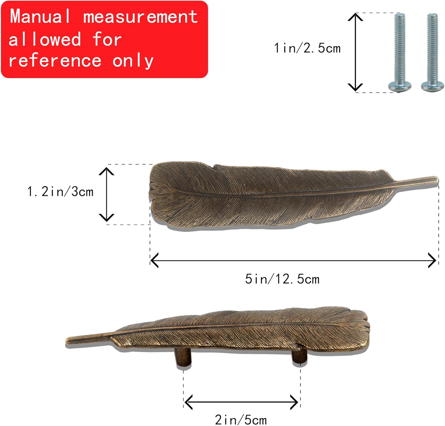 6packs Feather Drawer Knob Pull Handle Cabinet Drawer Handle Dresser Closet Handle Zinc Alloy Kitchen Furniture Drawers Pulls Bronze Cabinet Handles