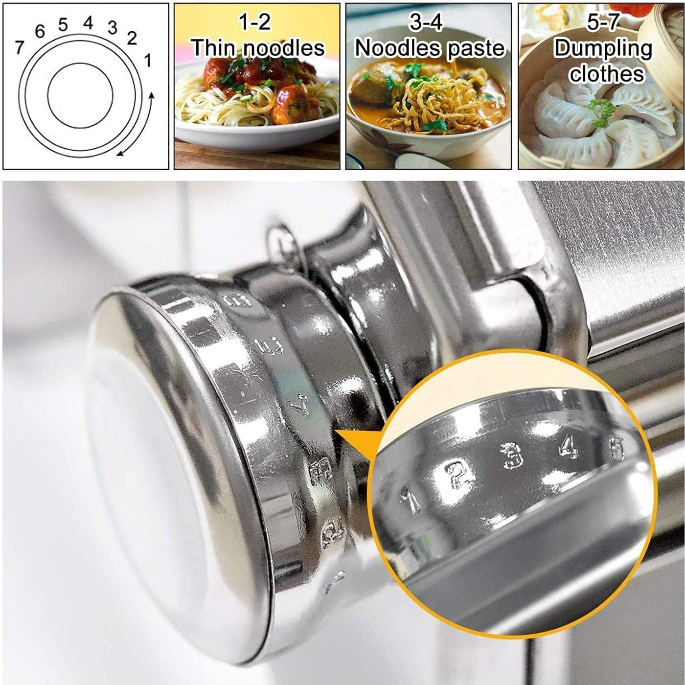 Pasta Maker, Roller Pasta Machine Stainless Steel Noodle Maker – 6 Adjustable Thickness Settings