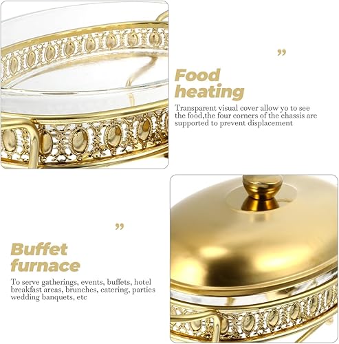 Miniatura 3 de DOITOOL Juego de platos para bufé, platos dorados para bufé, 1.5L, acero inoxidable, catering, calentadores de alimentos para fiestas, bufé,