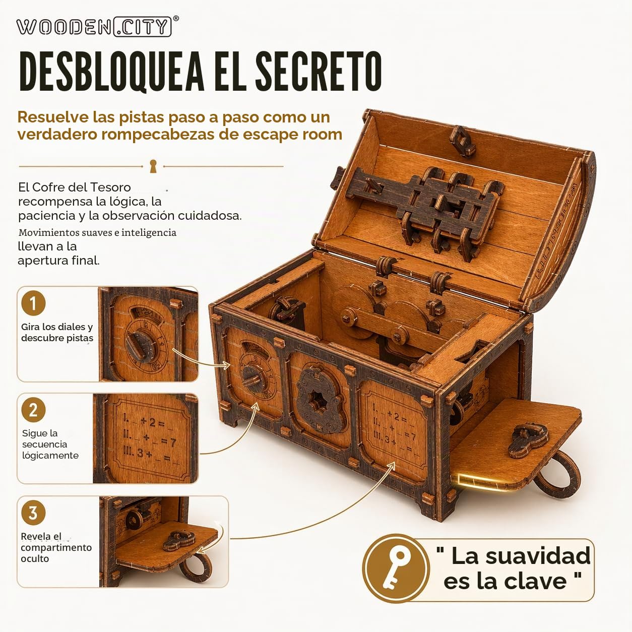 WOODEN.CITY Puzzle Box Treasure Chest, Caja Misteriosa, Puzzle 3D de Madera, Juego de Escape Room, Rompecabezas Interactivo, Caja Secreta Japonesa, Rompecabezas para Adultos, Regalo Original.