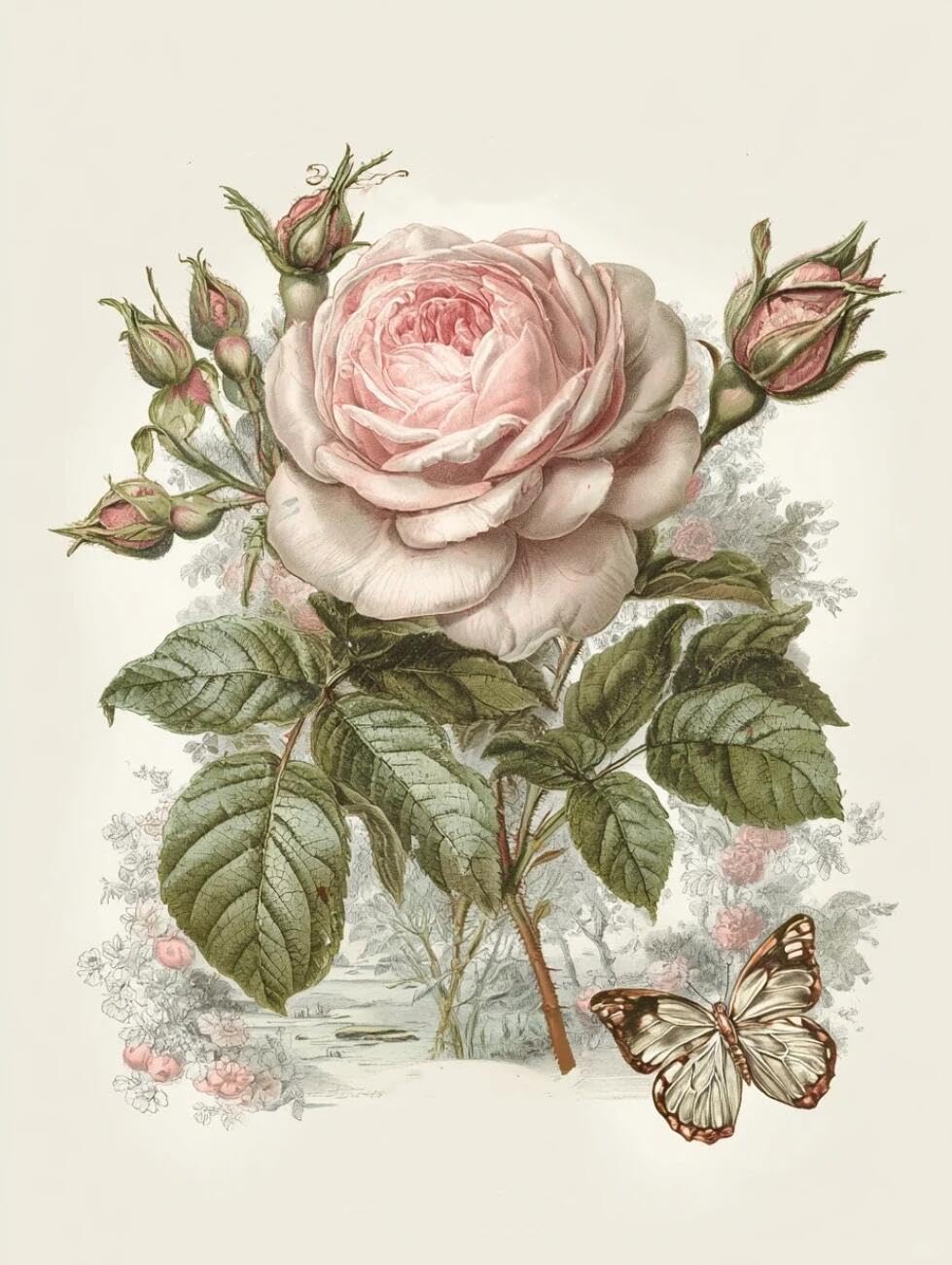 RKFLGEW Flowers 14CT Cross Stitch Kits for Beginners A Rose DIY Cross Stitch Patterns Kits Crafts Needlework Embroidery Set for Home Decor 40x50cm