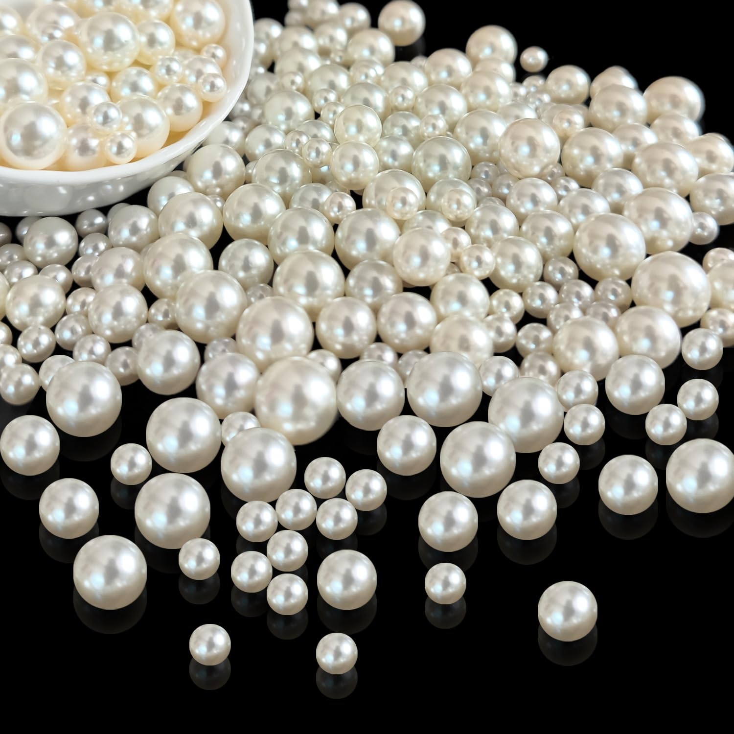 Cuentas de perlas de 3 tamaños para manualidades de 5 mm/8 mm/10 mm, cuentas redondas sueltas sin agujeros para surtido de abalorios, manualidades