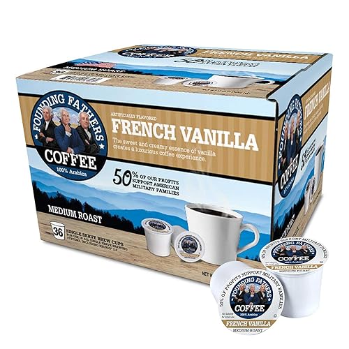 Founding Fathers Cápsulas de café de una sola porción para cafeteras Keurig 2.0 K-Cup, vainilla francesa, 36 unidades