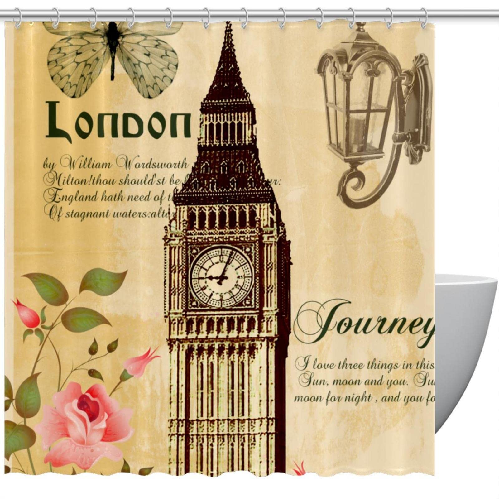 Rideau de douche Big Ben pour s'évader à London le temps d'un bain relaxant