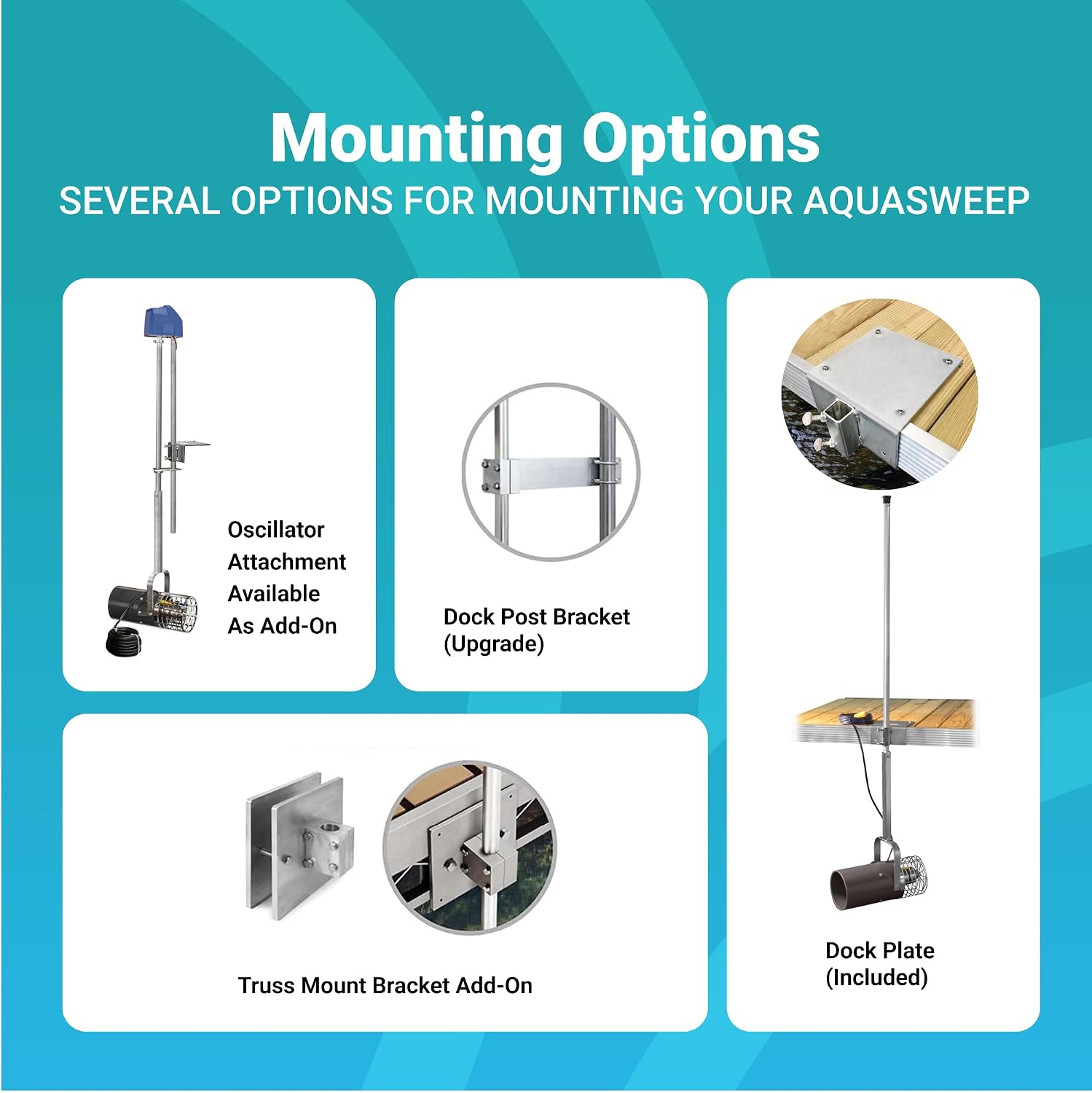 Scott Aerator 3/4 Horse Power 115V Muck Blaster Dock Mount With 100 ft Cord | Aquasweep | Water Circulator | Agitator | Mover | Muck Blower | Made in USA