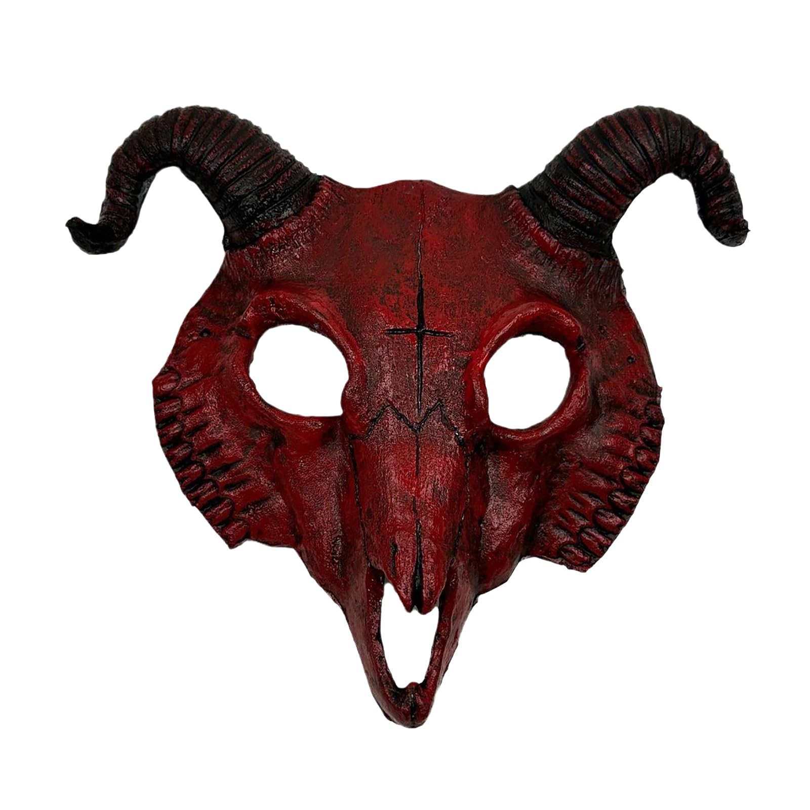 TINAYAUE Unisex Goat Skull Mask Scary Halloween Masks Lifelike Sheep Horns PU Devil Mask for Women Men Carnival Animal Theme Party Cosplay Costume Accessories
