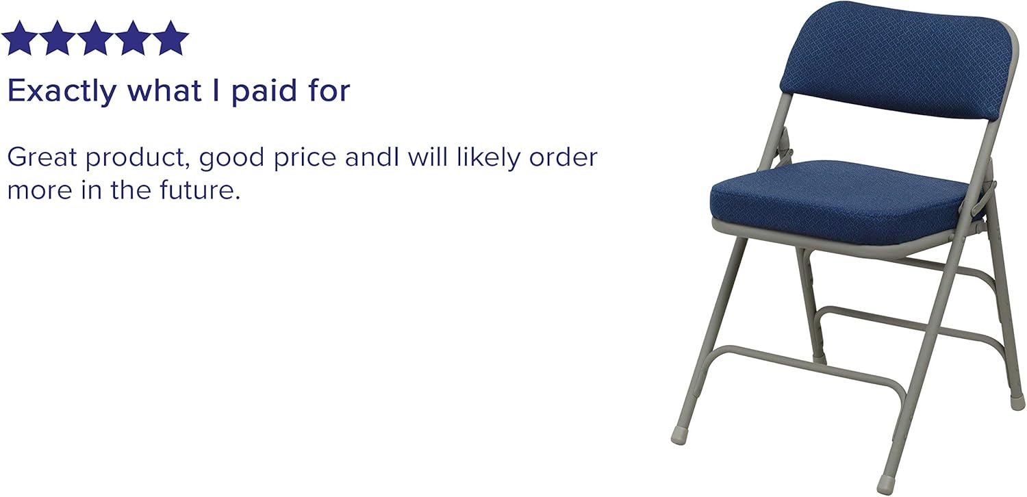 Flash Furniture HERCULES Series Premium Curved Triple Braced & Double Hinged Navy Fabric Metal Folding Chair : Home & Kitchen