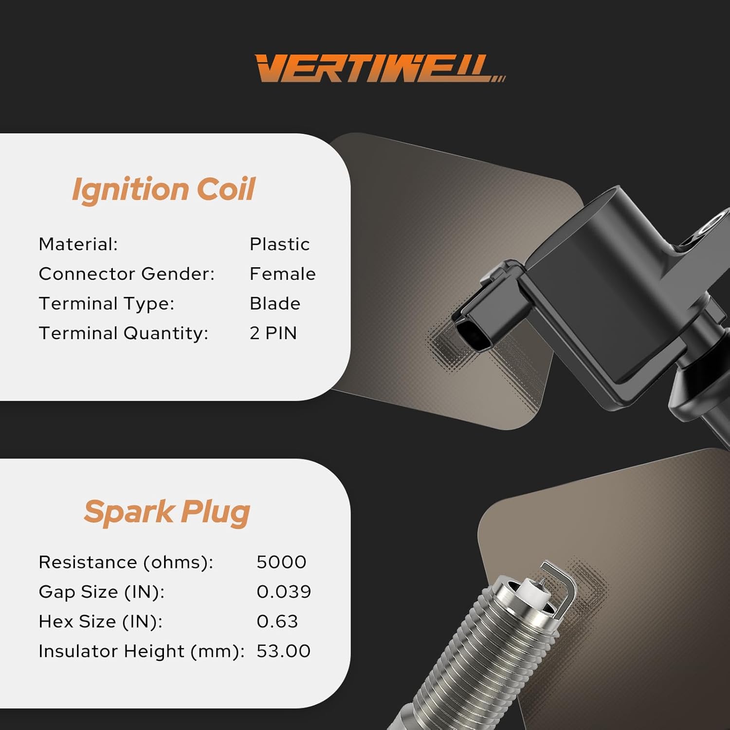 Set of 4 Ignition Coil Pack and Iridium Spark Plugs Compatible with Ford Focus Escape Transit Connect Mazda 3 6 Tribute Mercury Mariner 2004 2005 2006 2007 2008-2013 2.0L 2.3L L4 Replaces FD505 SP530