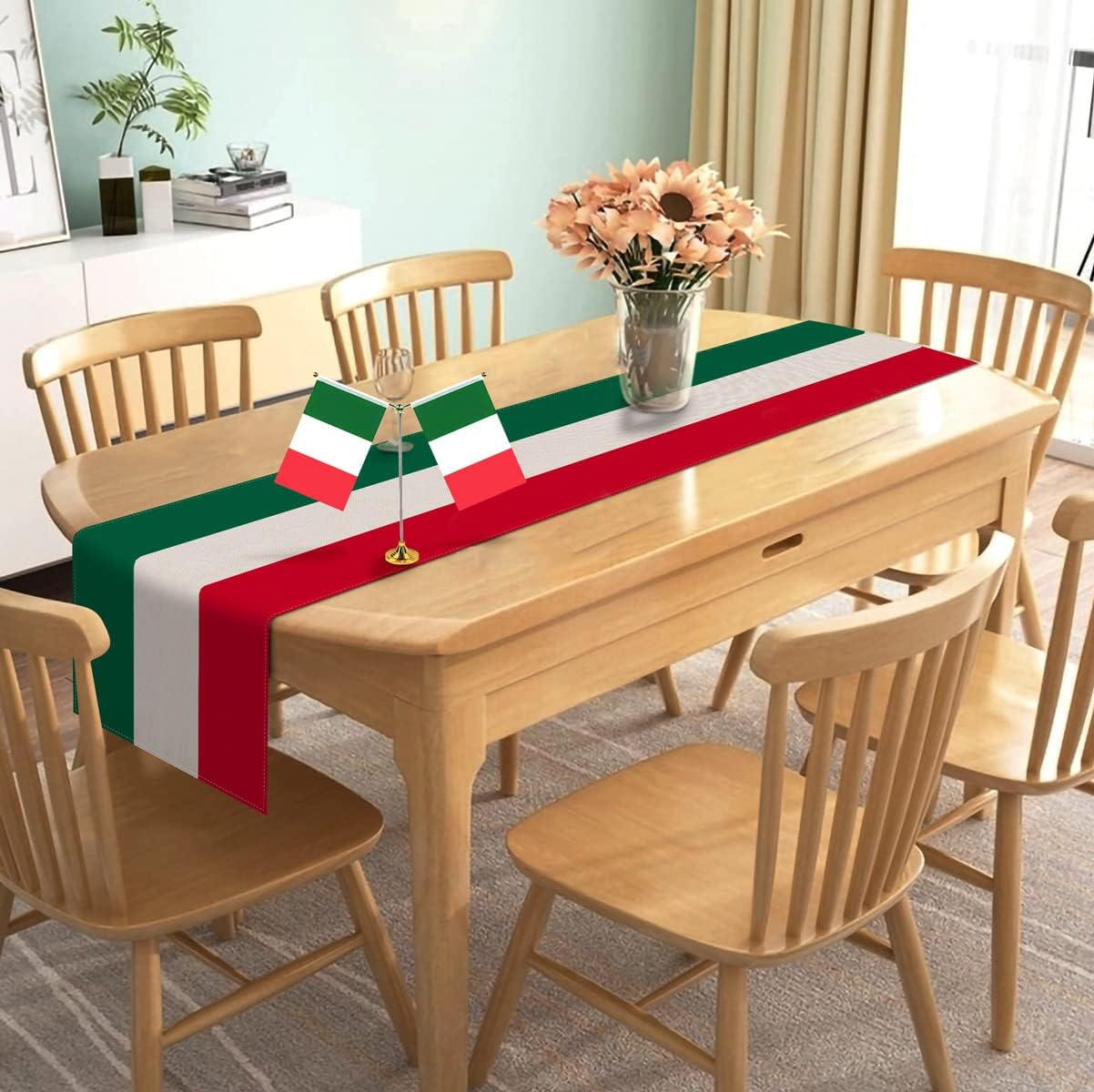 Nepnuser Italy Table Runner for Italian Themed Party Decoration Home Kitchen Dining Room Dinner Linen Table Decor (13" x 72")