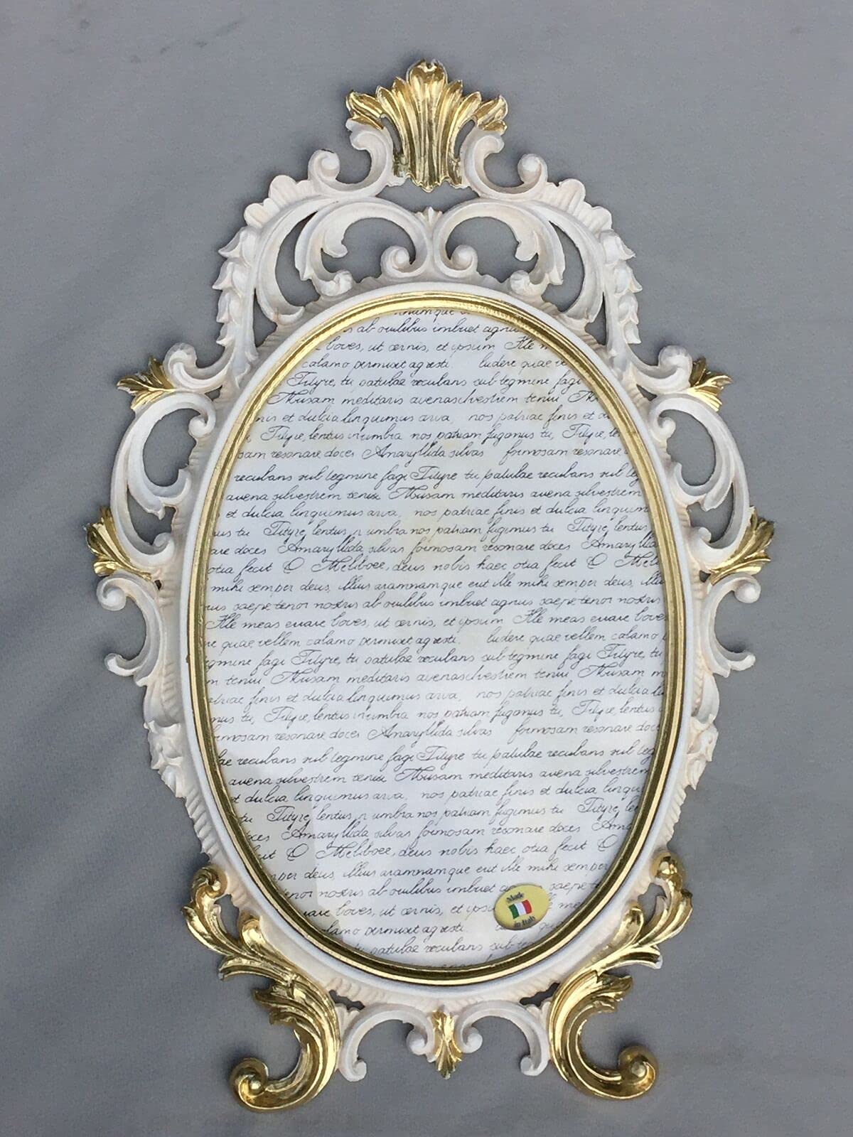 Barock Bilderrahmen Barock Elfenbein Weiß Gold Oval Antik mit Glas 43x27 Bilderrahmen Beige Fotorahmen C531
