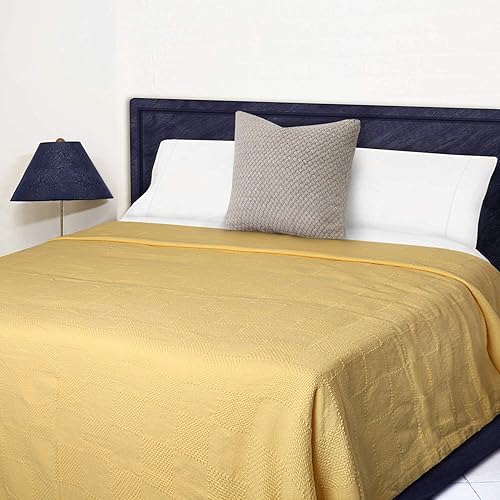 Miniatura 3 de Urban Villa Manta térmica de algodón hecha de 100% algodón suave de alta calidad, tejido sólido a cuadros, tamaño King mantequilla (108 x 90